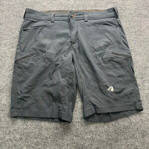 Eddie Bauer First Ascent Shorts Men's 38 Gray Cargo Zip Pocket Outdoor Utility
